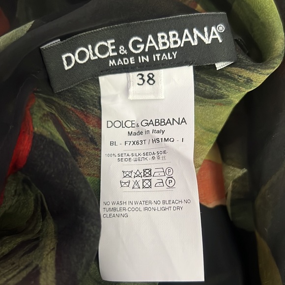 Dolce & Gabbana Black Roses Tie Neck Blouse - Picture 10 of 10